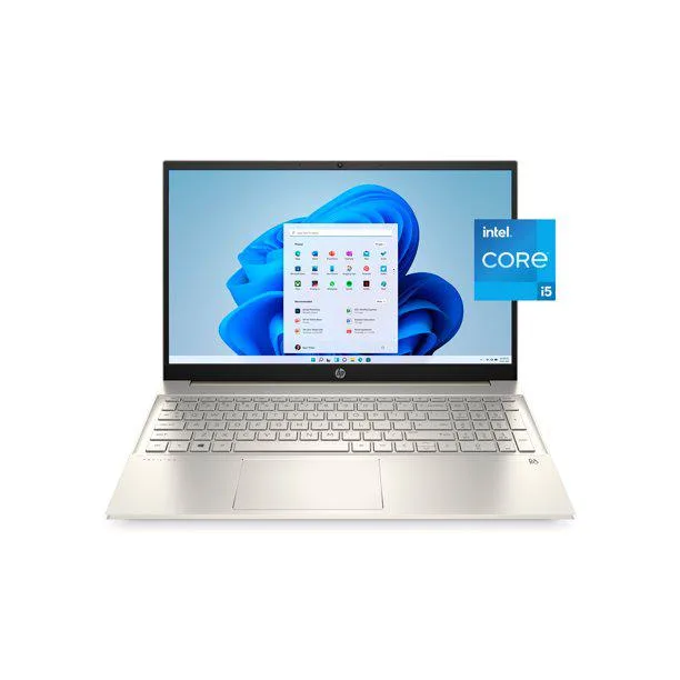 Lunar Gold HP Pavilion 15.6 inch touchscreen laptop with micro-edge display