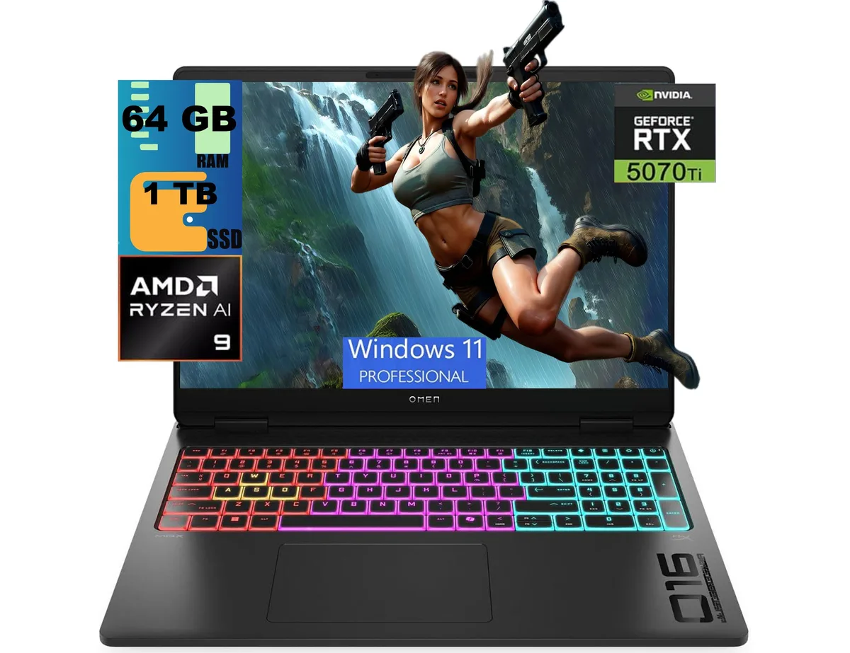 HP HP Omen 16 Raider Ryzen AI 9 HX 375 RTX 5070 Ti gaming laptop — product photo