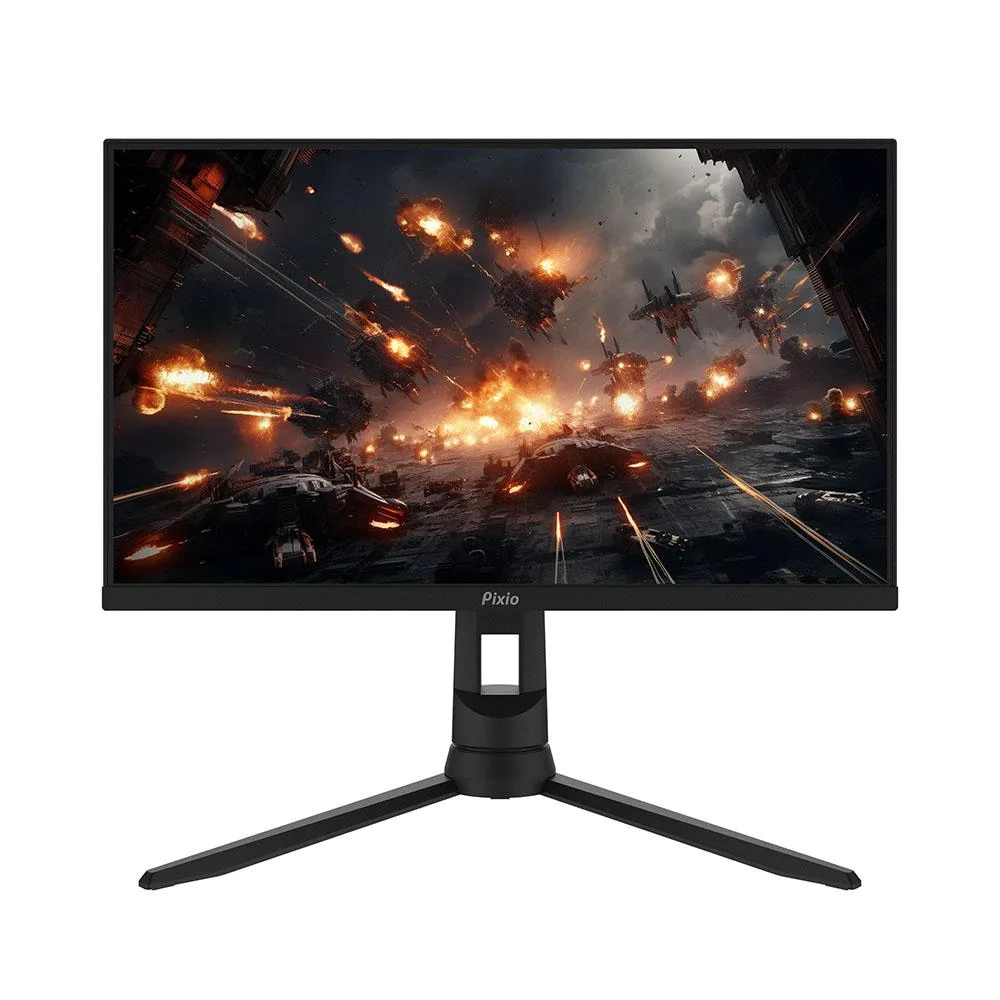 24 inch black gaming monitor with frameless matte screen on adjustable stand