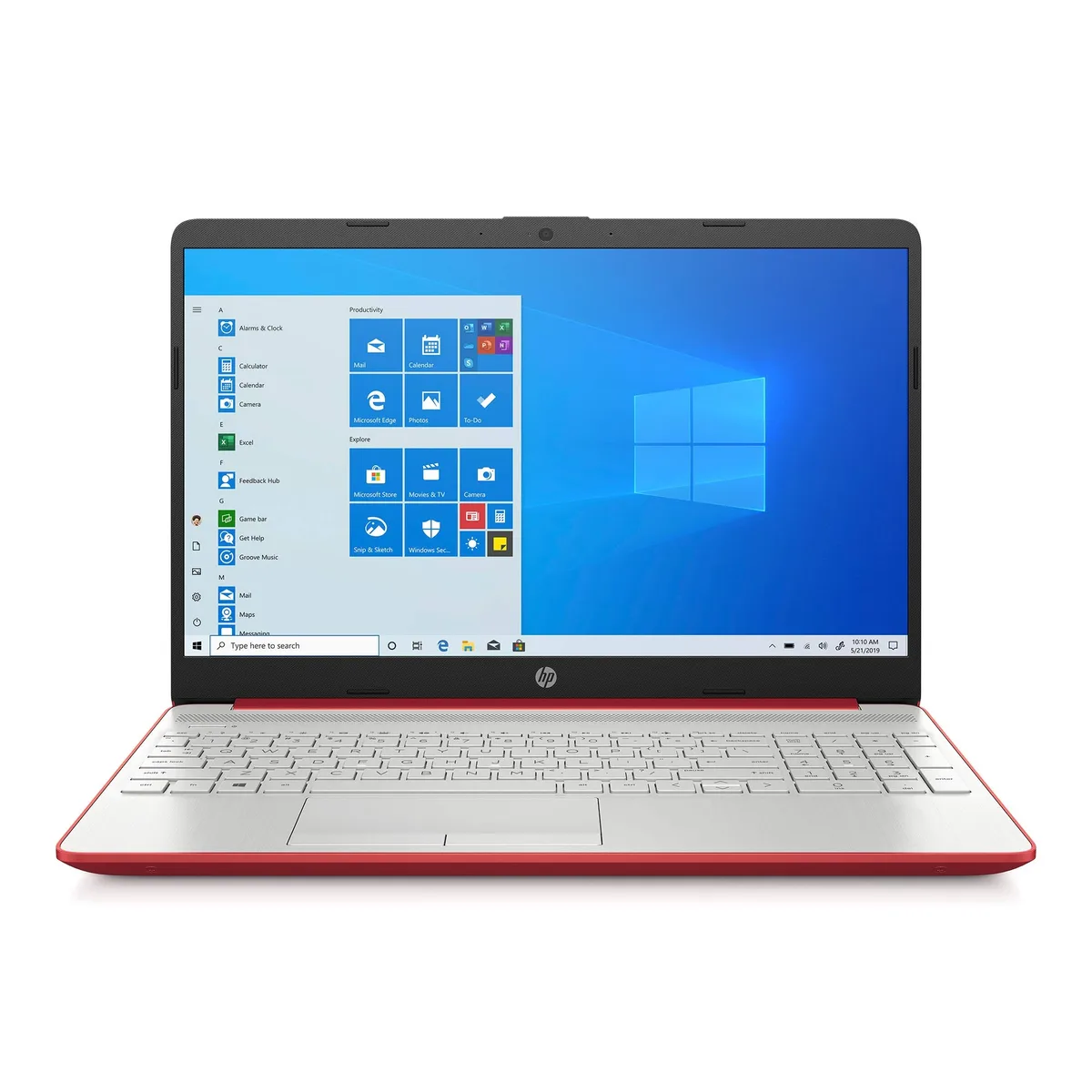 Scarlet red HP Pavilion 15 laptop, thin clamshell, 15.6 inch HD micro-bezel display, weighs 3.95 lbs