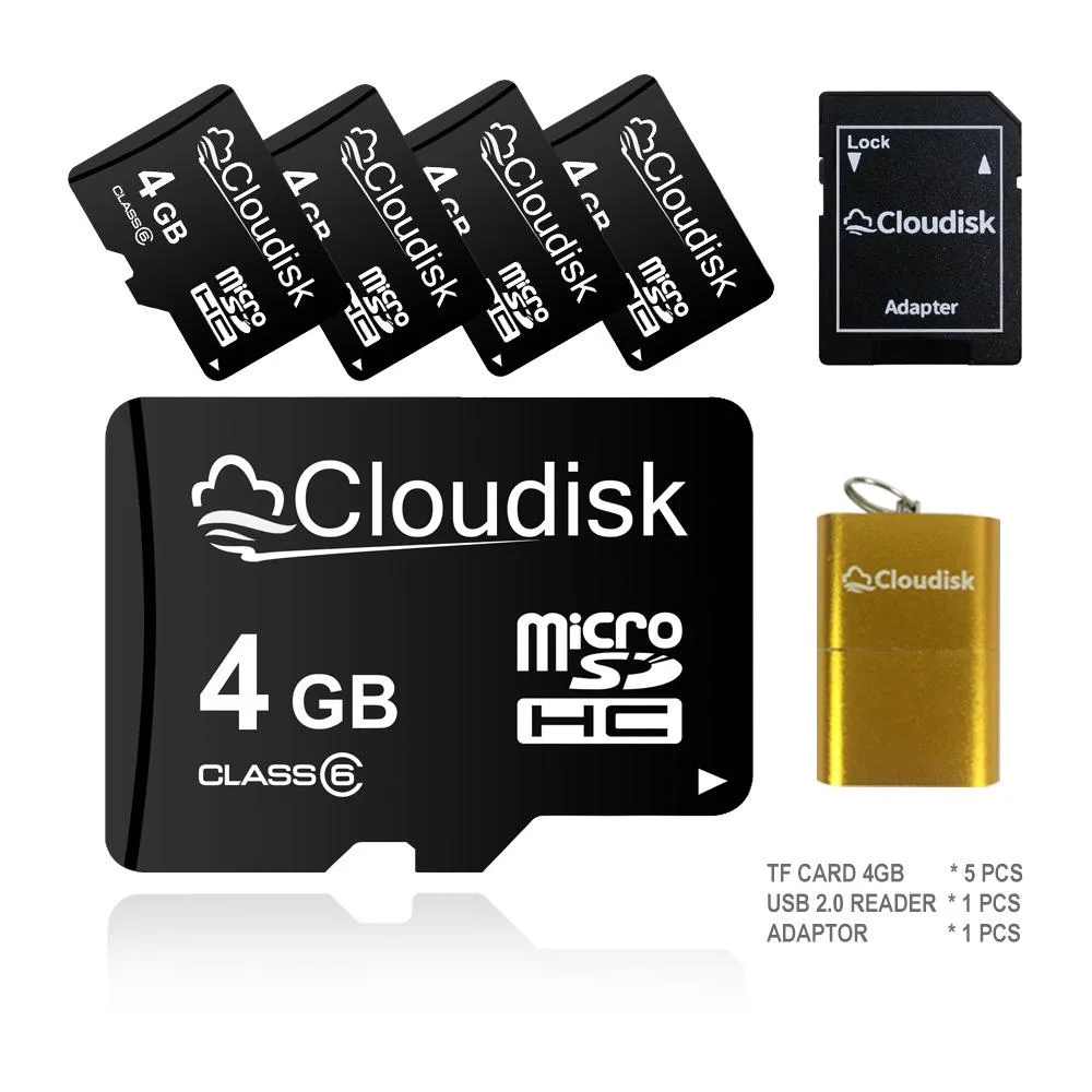 Cloudisk Cloudisk 4GB microSDHC Memory Card 5 Pack with SD Adapter and USB Flash Drive — fotografija proizvoda