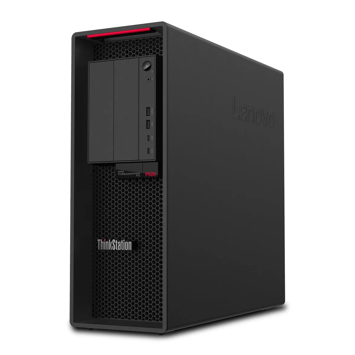 Lenovo ThinkStation P620 tower workstation in matte black finish