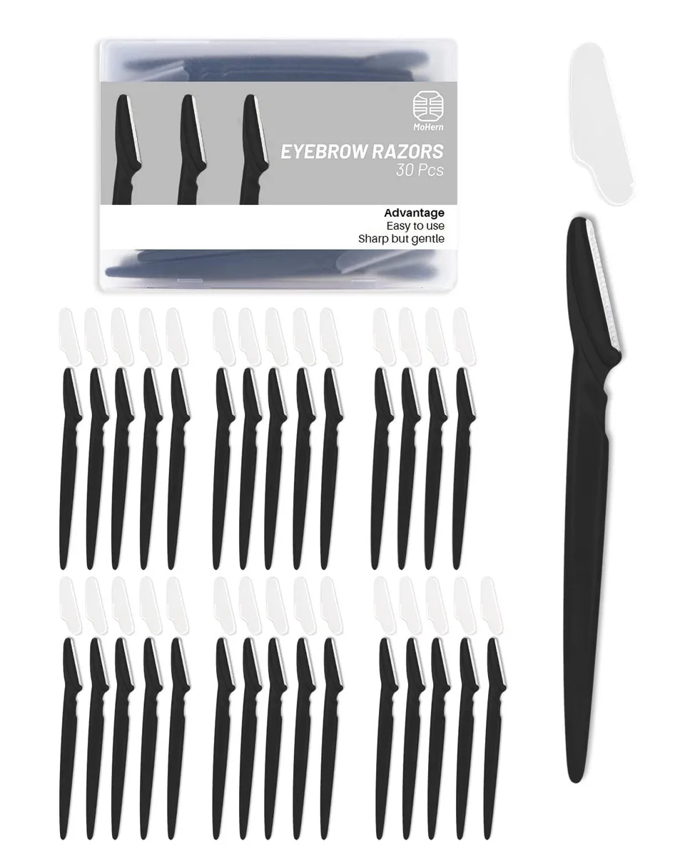 No Sew No Sew Black-1 30 Pcs Dermaplane Razor trimmers for men — preces foto