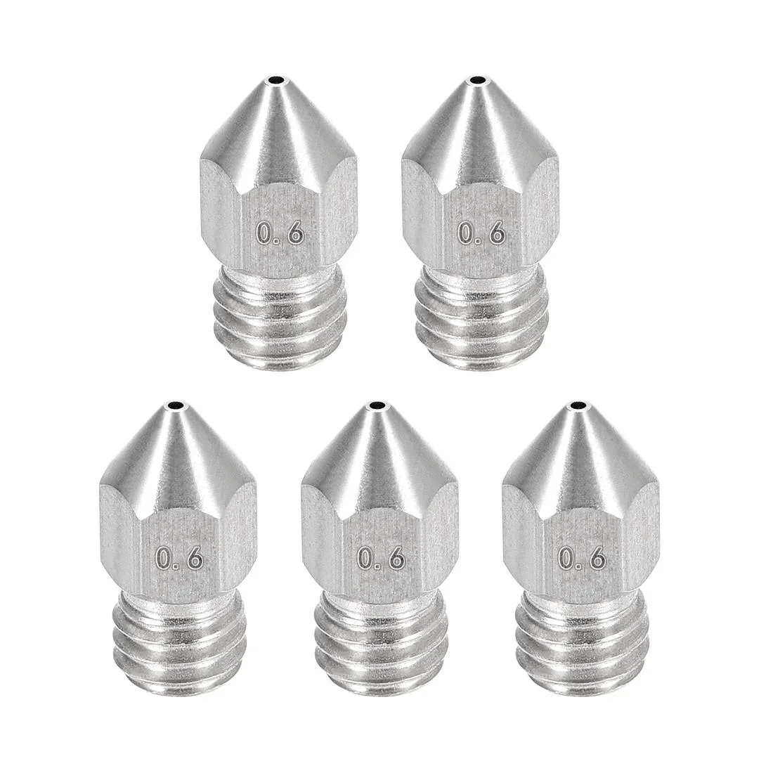 Unique-Bargains Unique-Bargains 0.6mm MK8 Stainless Steel Nozzle 5pcs 1.75mm Filament — 제품 사진