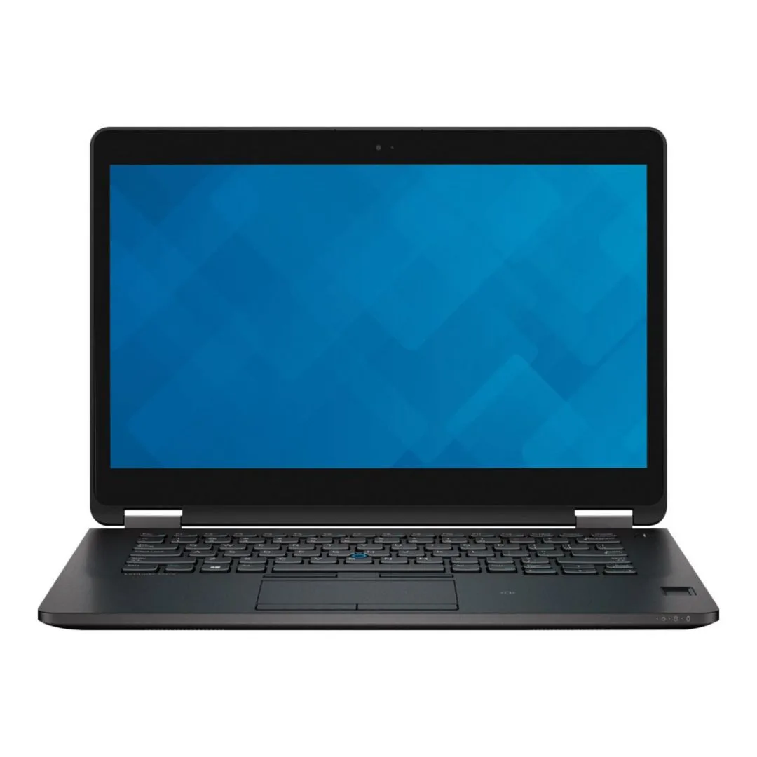 Silver 14 inch Dell Latitude E7470 laptop closed on white background