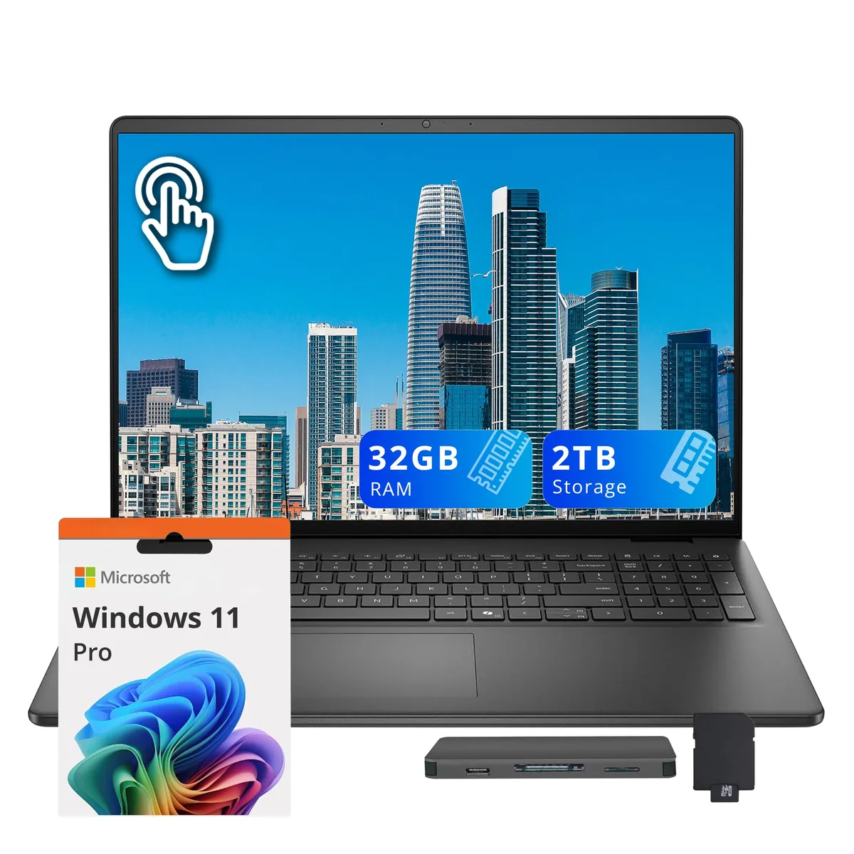 DELL DELL 16" FHD+ Touchscreen Business Laptop Intel Core 7 150U 32GB 1TB SSD + 1TB Docking Station Black — tuotekuva
