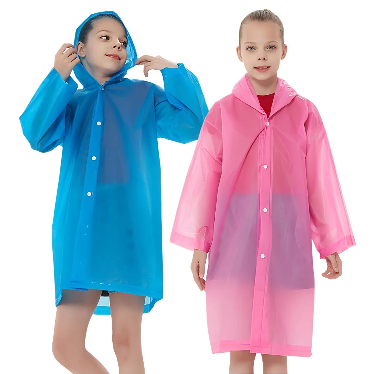 UPSEN Raincoats 2-Pack EVA Poncho Pink Blue — 商品照片
