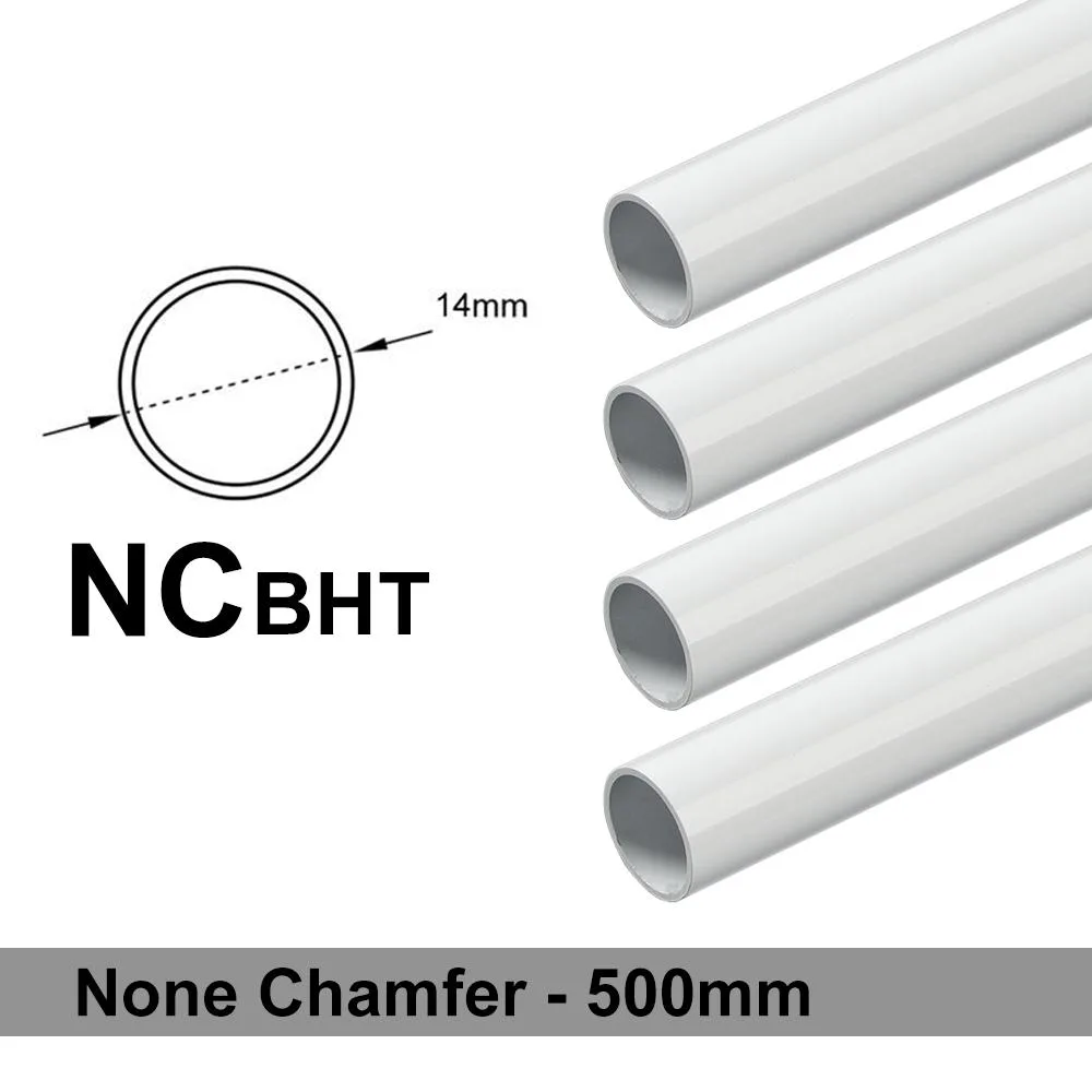 Four white brass tubes 14mm diameter 500mm long