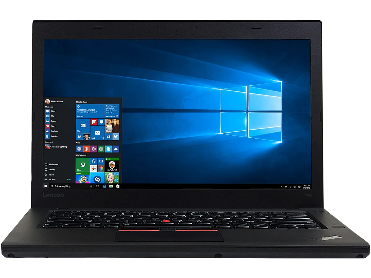 Gray Lenovo T460 laptop, 14 inch non-touch screen, business design