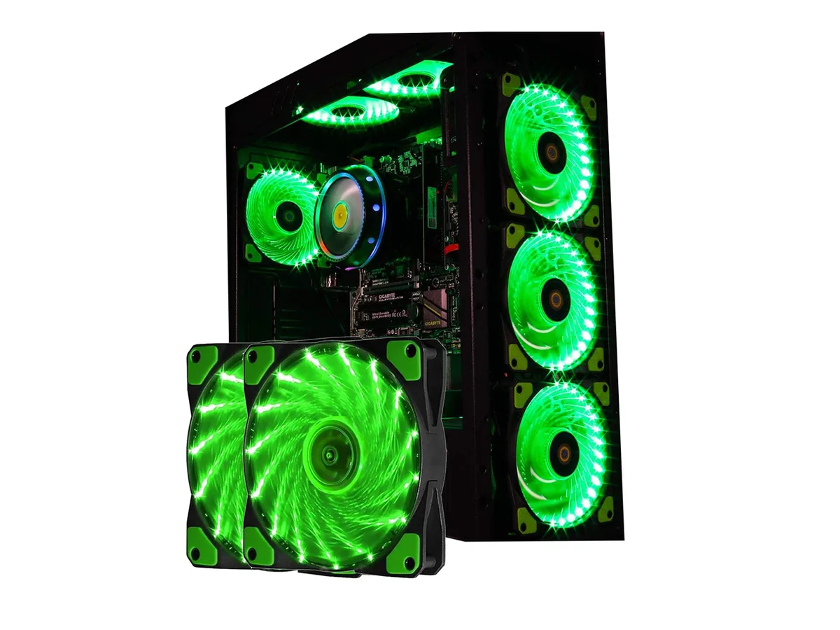 sakose sakose 12025-LED 120mm 15 LED case fan 2-pack 1100RPM 16dB Green — foto produk