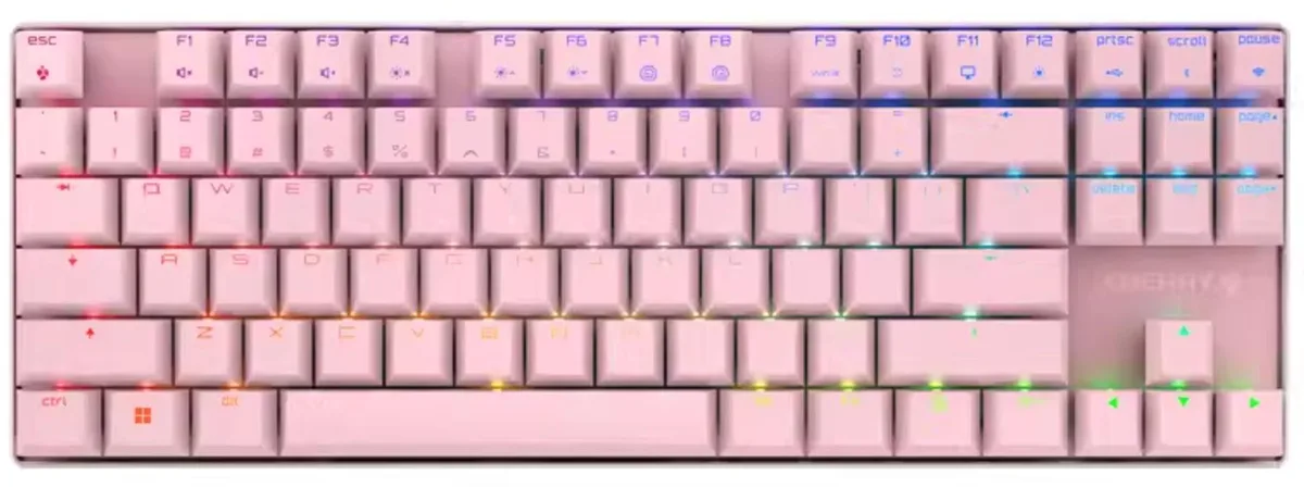 Pink tenkeyless mechanical keyboard with aluminium case and RGB lighting