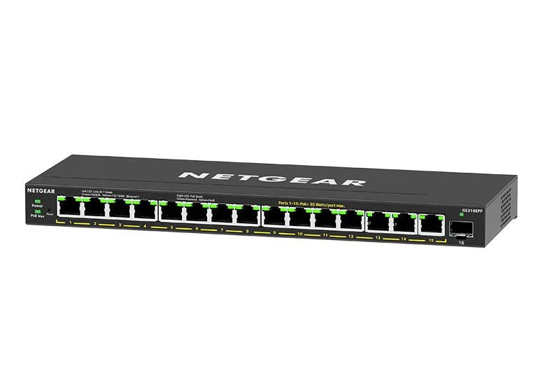 Netgear Inc. Netgear Inc. GS316PP-100NAS 16-port Gigabit PoE+ network switch (183W) — ภาพสินค้า