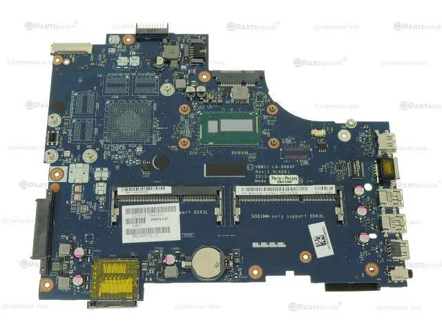 Green Dell laptop motherboard with soldered i5-4200U processor, bare board view