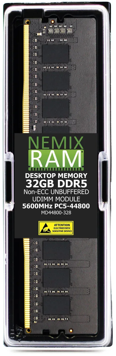 Single green DDR5 UDIMM module with black chips and gold contacts