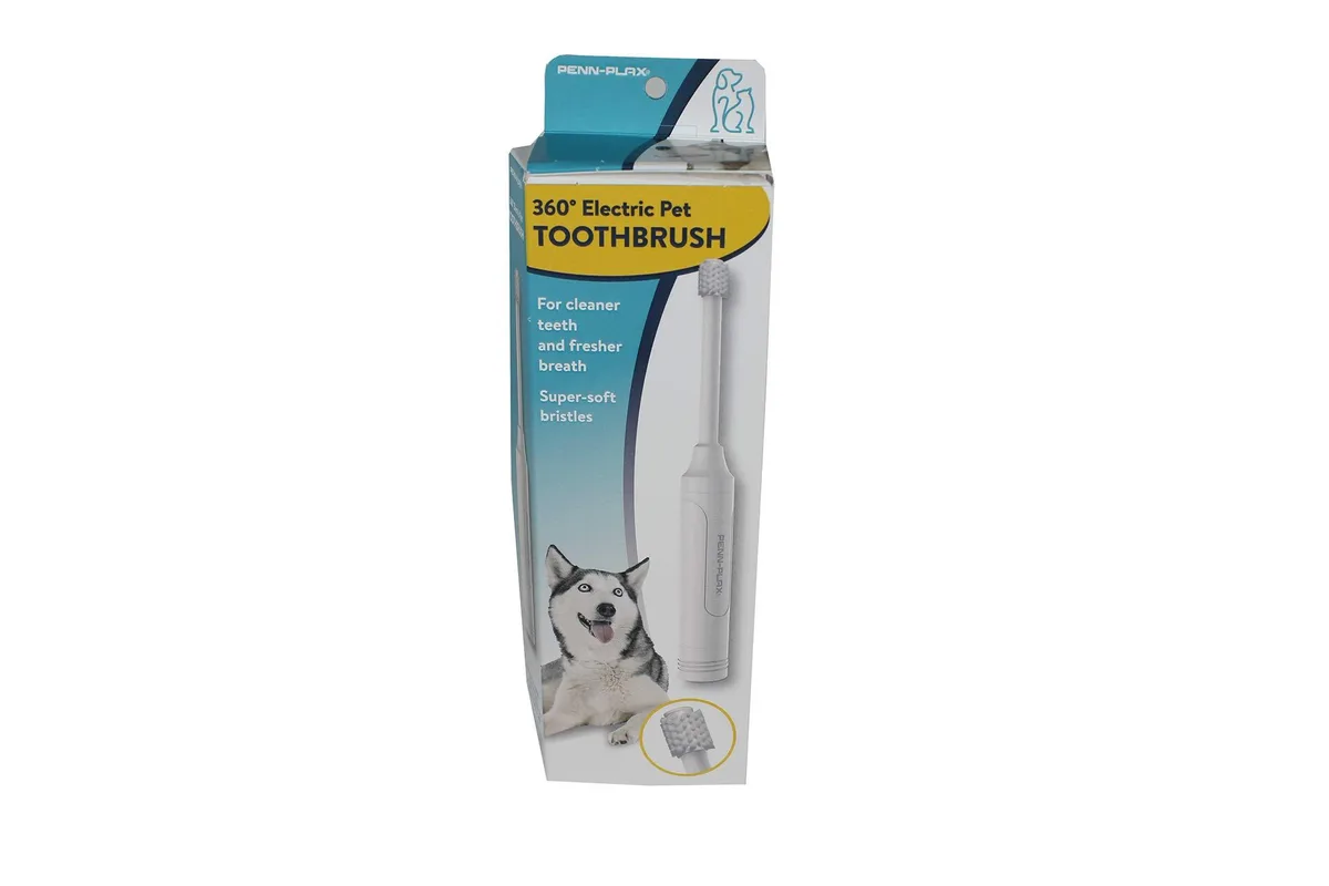  Penn-Plax DOGGR9 360° Electric Pet Toothbrush Battery Operated (AA) Soft Bristles White — foto produk