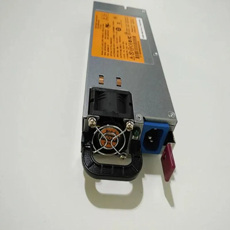 Rectangular black metal ATX power supply unit with rear fan grille and modular cable sockets