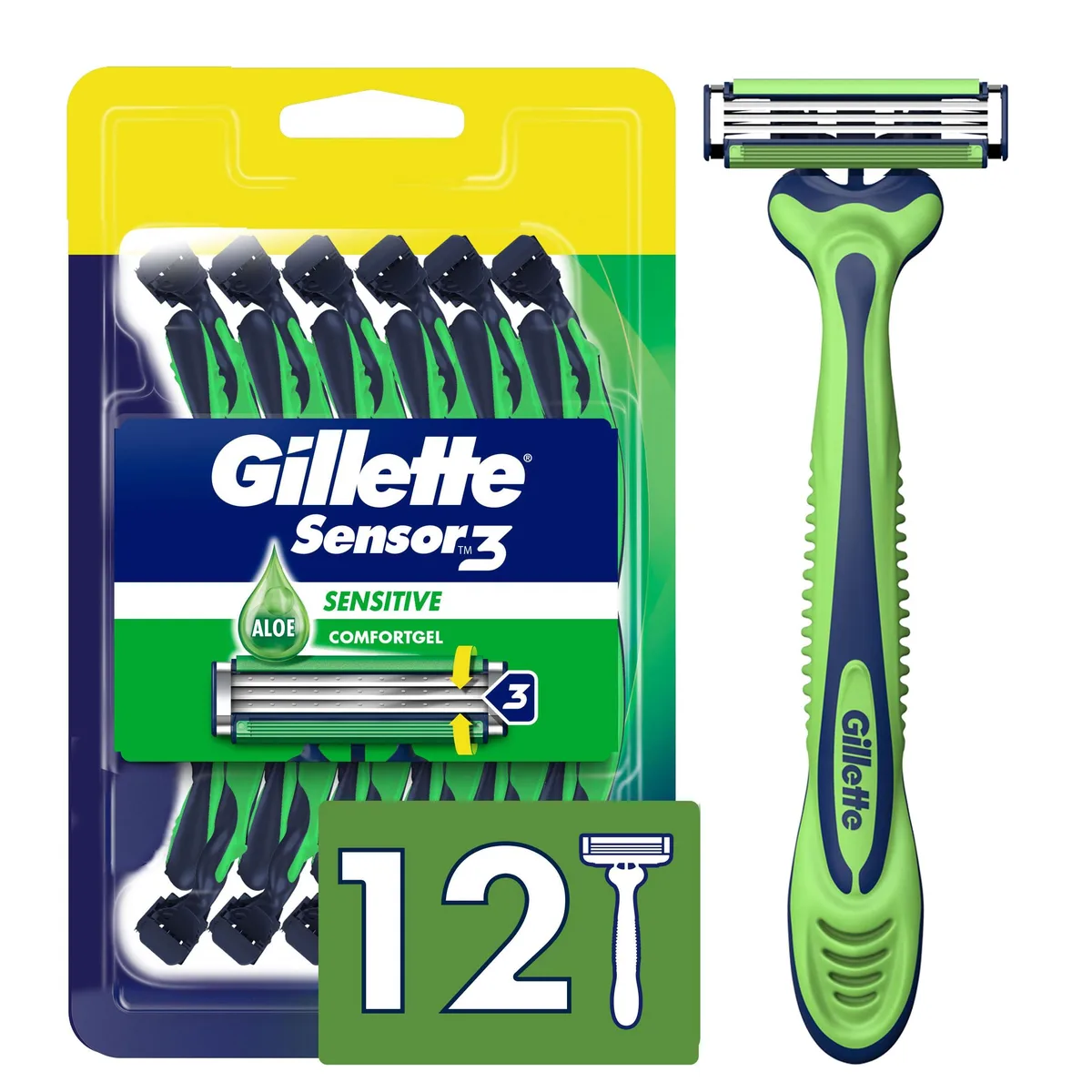  Gillette Sensor3 Sensitive Disposable Razors 12 Count — product photo
