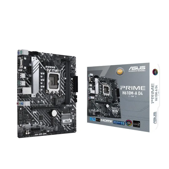 ASUS ASUS PRIME H610M-A D4-CSM Intel H610 LGA 1700 micro ATX PCIe 4.0 dual M.2 32Gbps Intel motherboard — product photo