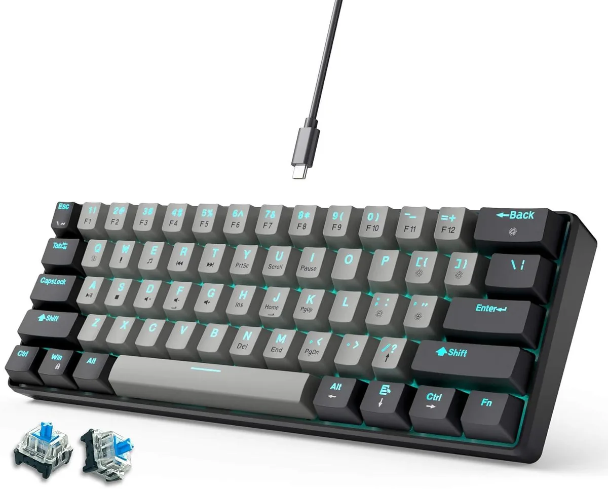 TUKO TUKO 60% Mechanical Gaming Keyboard Blue Switch 61 Keys — product photo