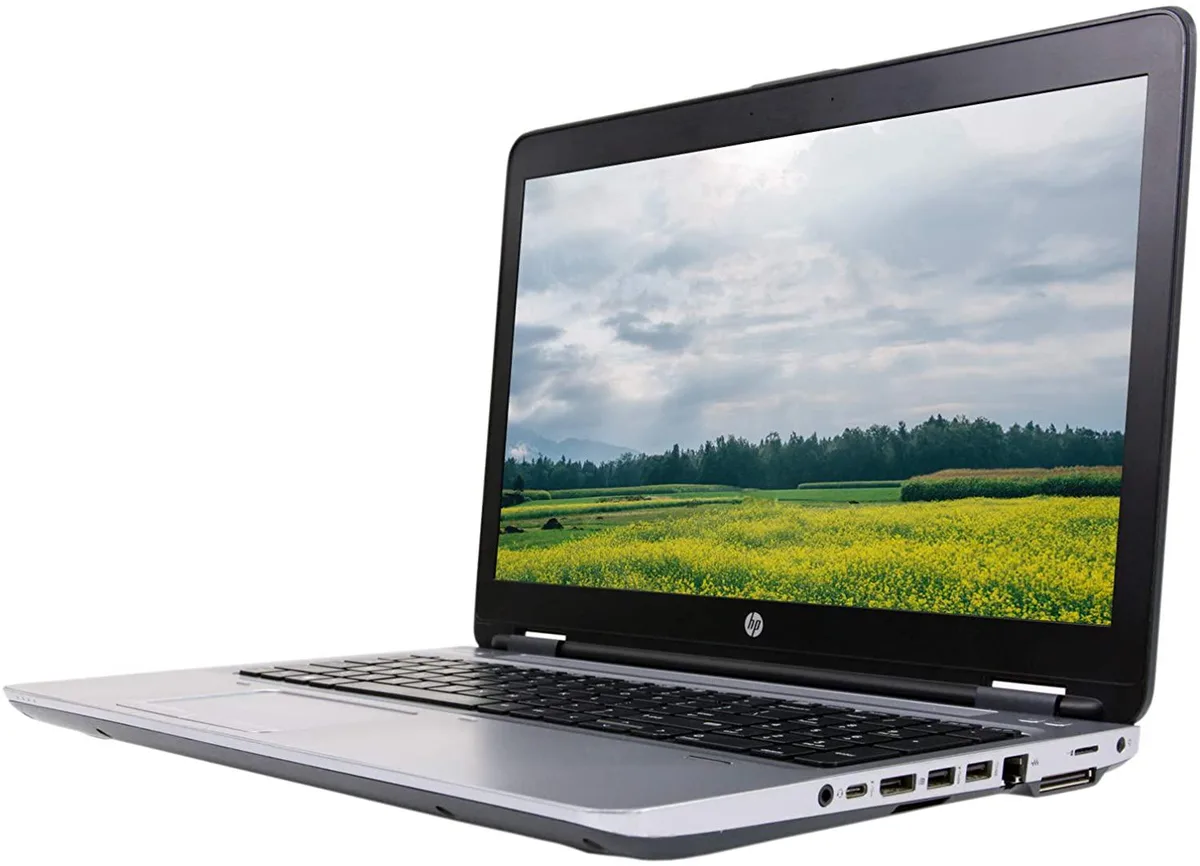 Black 15.6 inch HP ProBook 650 G2 laptop with backlit keyboard