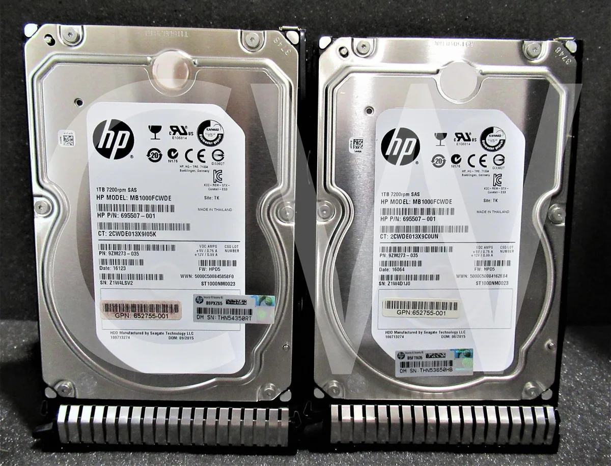 3.5 inch SAS hard drive in black metal carrier tray