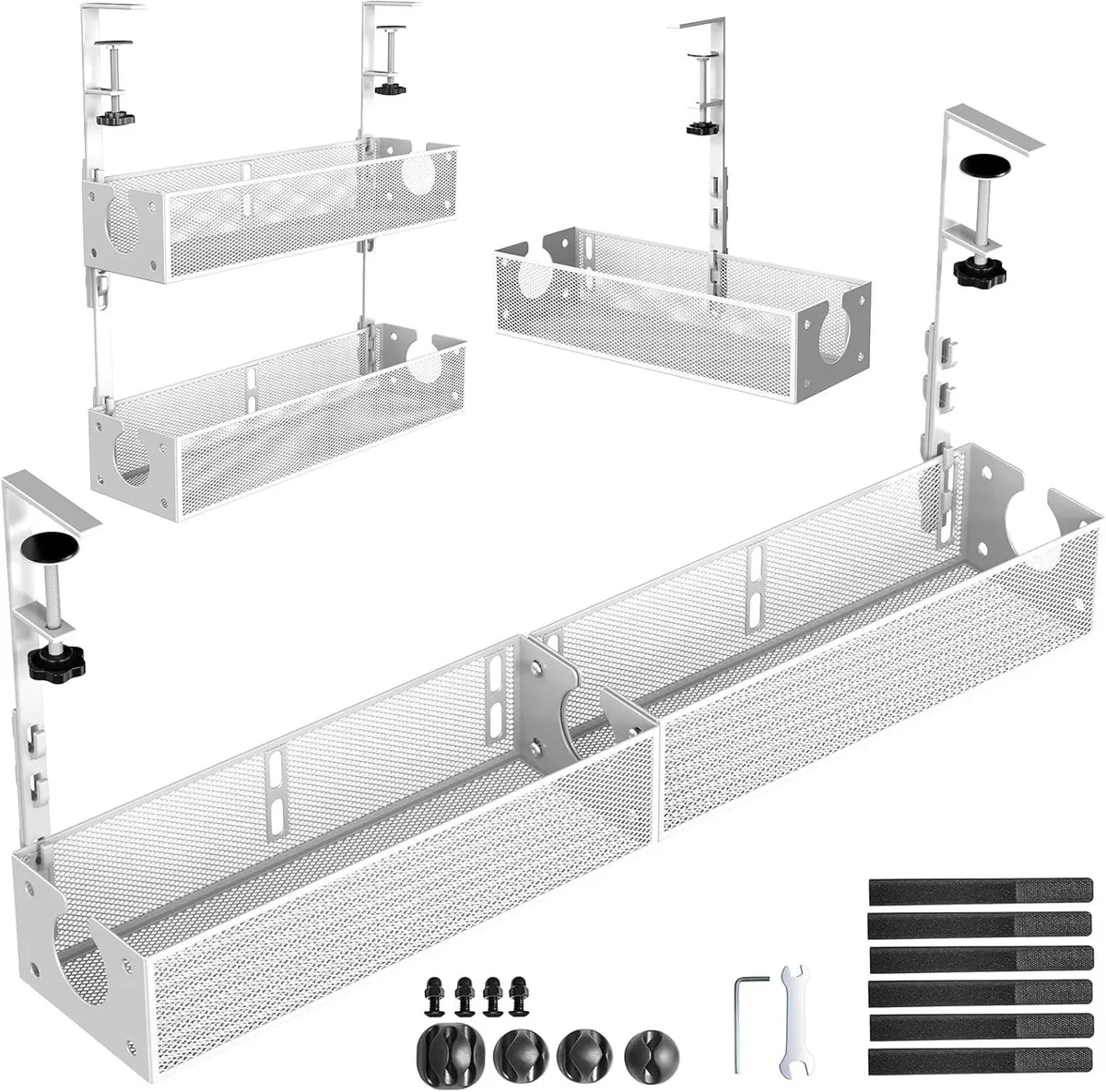 BFKK BFKK Under Desk Cable Management 2 Pack Metal Clamp Mount White — termékfotó