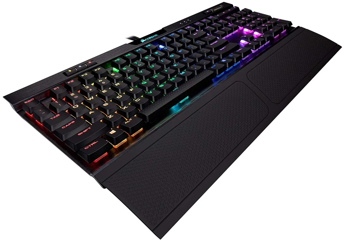 Slim aluminium gaming keyboard with low-profile keys and RGB lighting