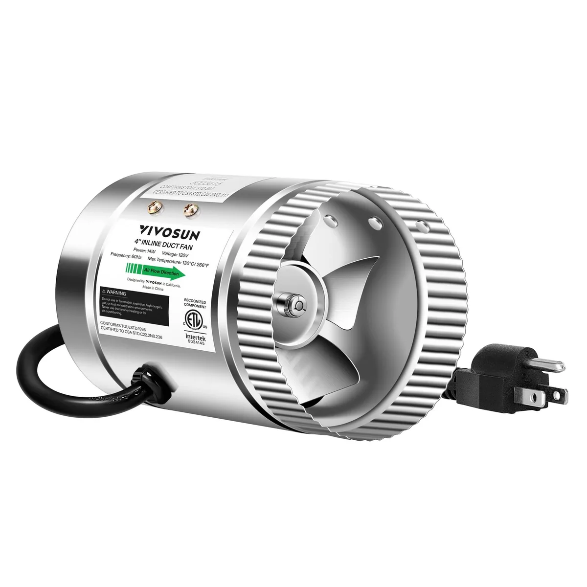  AUTO-VOX 4 Inch Inline Duct Fan 100 CFM Silver — photo du produit