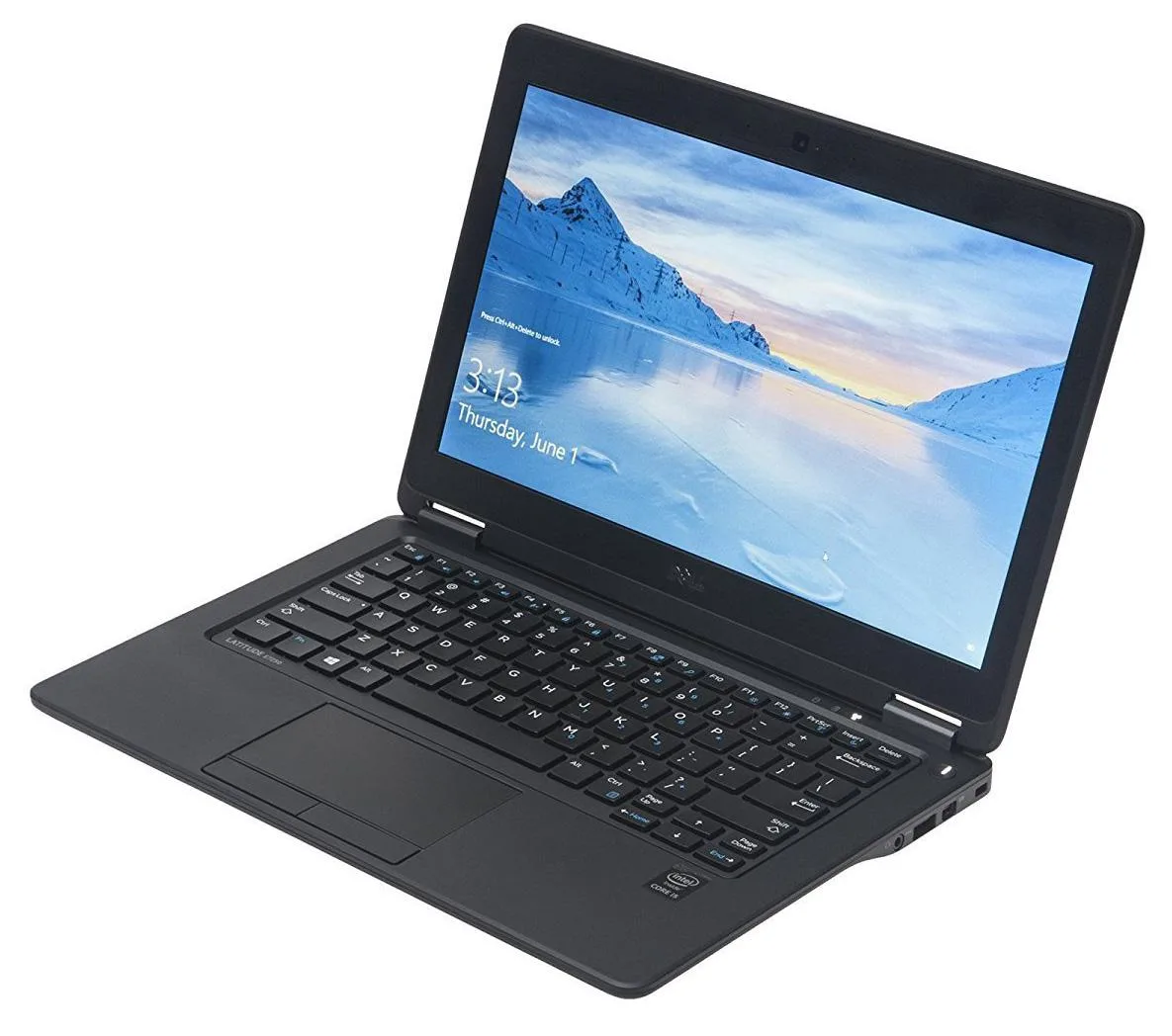 Black 12.5 inch non-touch laptop with backlit keyboard and webcam