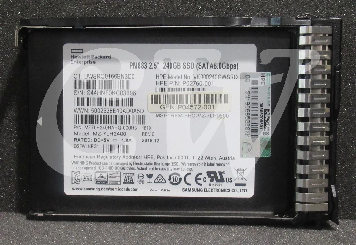 HPE HPE 240GB 6Gbps Read Intensive 2.5" SATA SSD with Smart Carrier — zdjęcie produktu