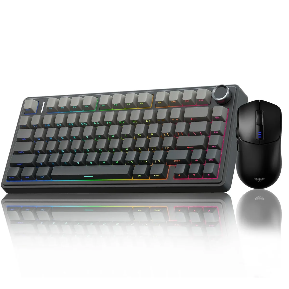 Black 75% gasket mechanical keyboard with SC580 wireless mouse