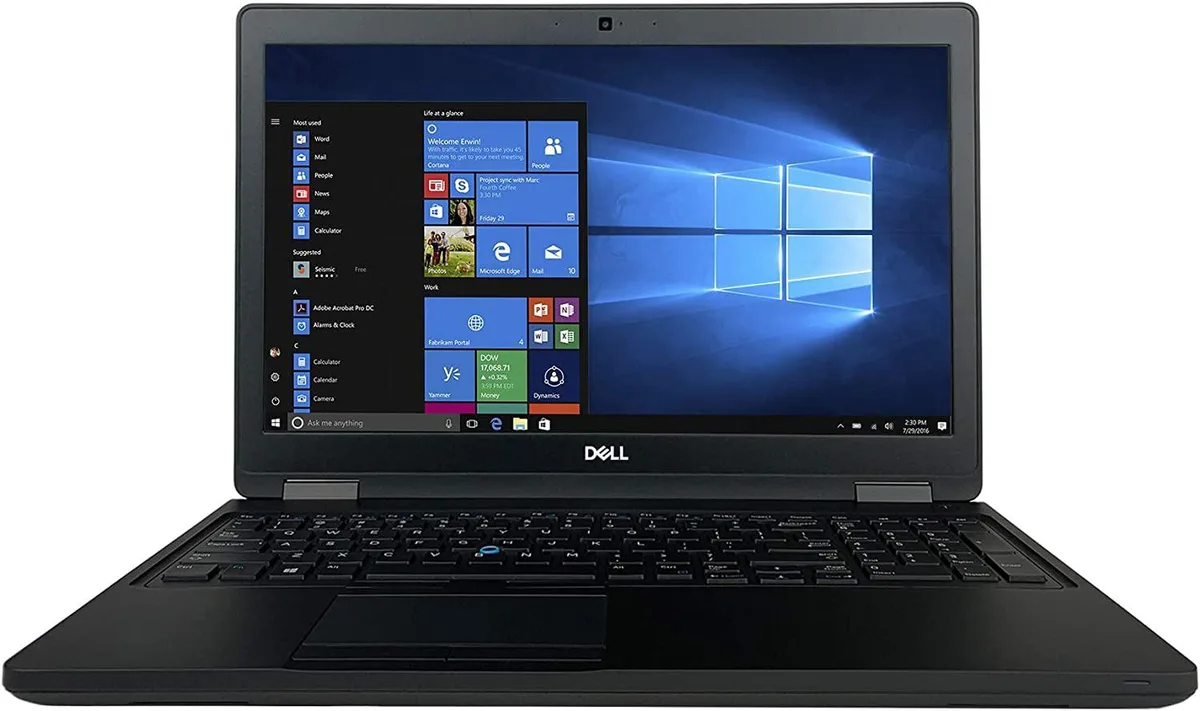 Black Dell Latitude E5580 laptop closed, matte finish, 15.6 inch form factor