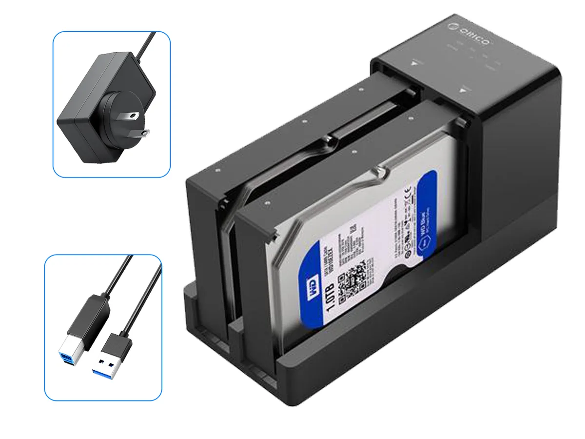 Orico Orico 6528US3-C-US-BK dual-bay SATA docking station, black — produktfoto