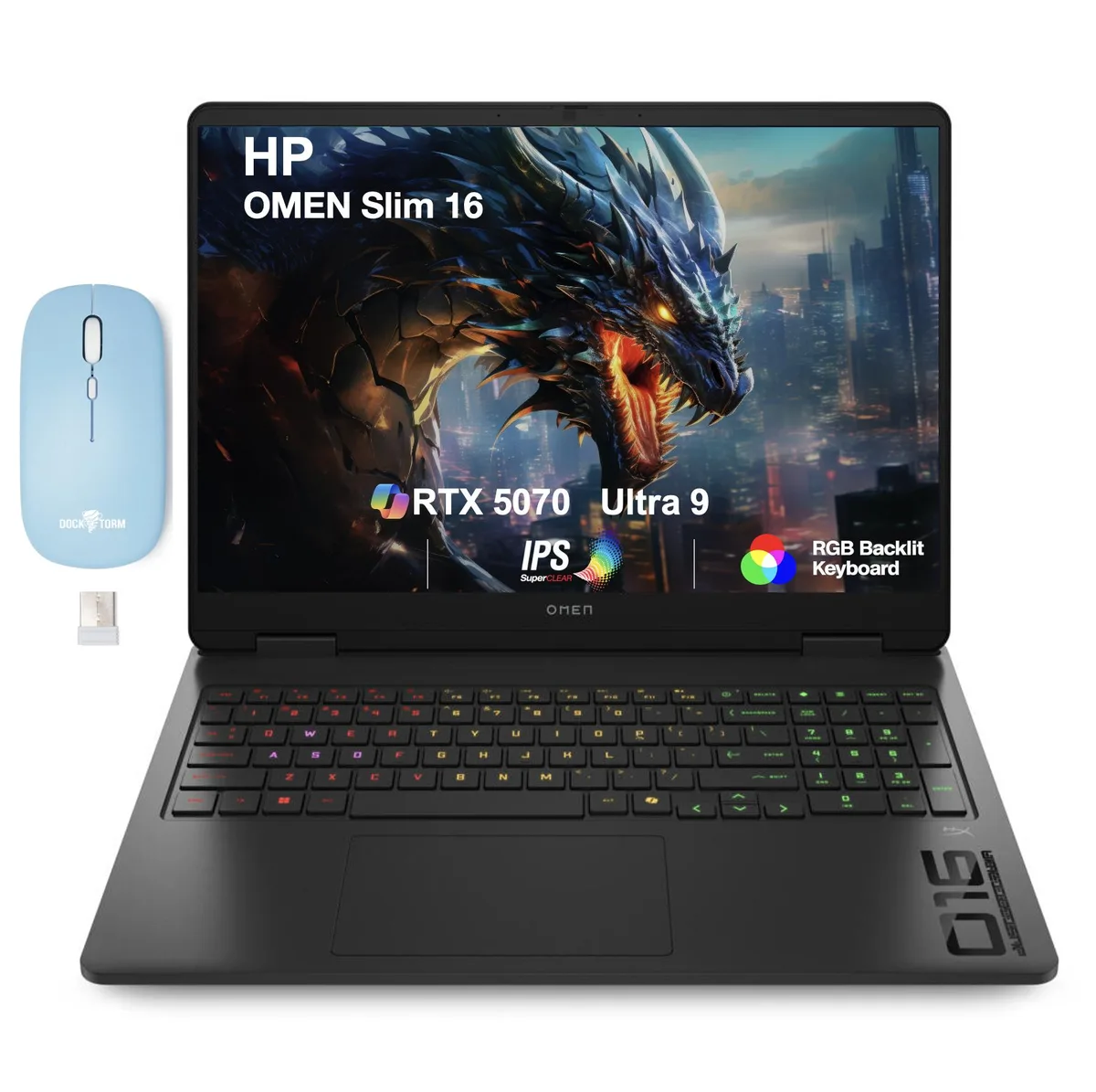 Shadow Black gaming laptop, 16.0 inch display, thin .9 inch profile, RGB keyboard