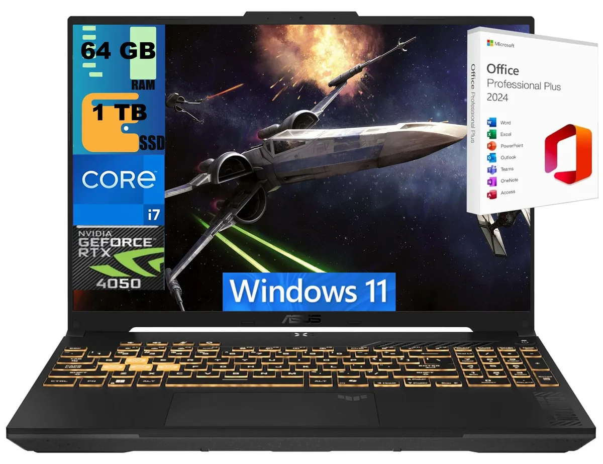 Gray 16 inch gaming laptop with matte finish and RGB keyboard