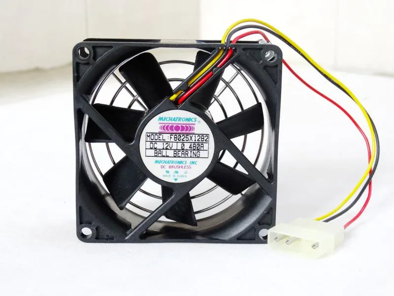 SXDOOL SXDOOL f8025x12b2 80mm case fan 12V 0.48A 4200 rpm 53cfm 39db ball bearing 3-wire 19cm lead 80x80x25mm 104g — product photo