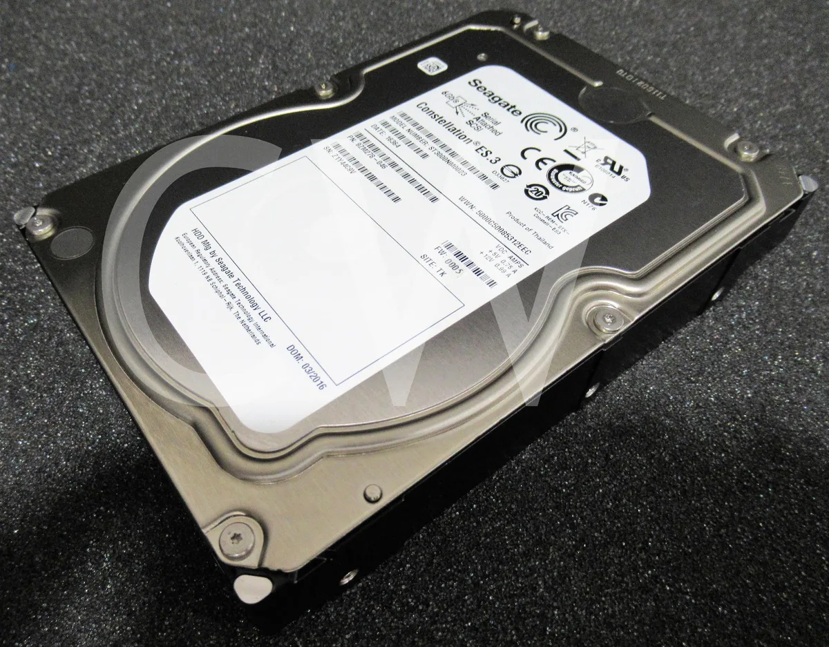 Silver 3.5 inch SAS hard drive with green circuit board