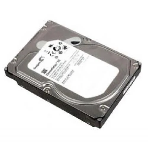 Silver 3.5 inch internal hard drive with SATA connector and label showing 1TB 7200 RPM