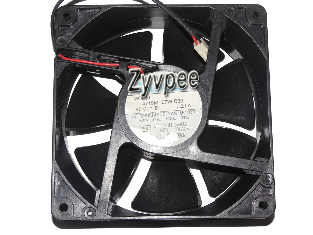 Black 120mm square fan, 38mm thick, 2-pin 48V connector