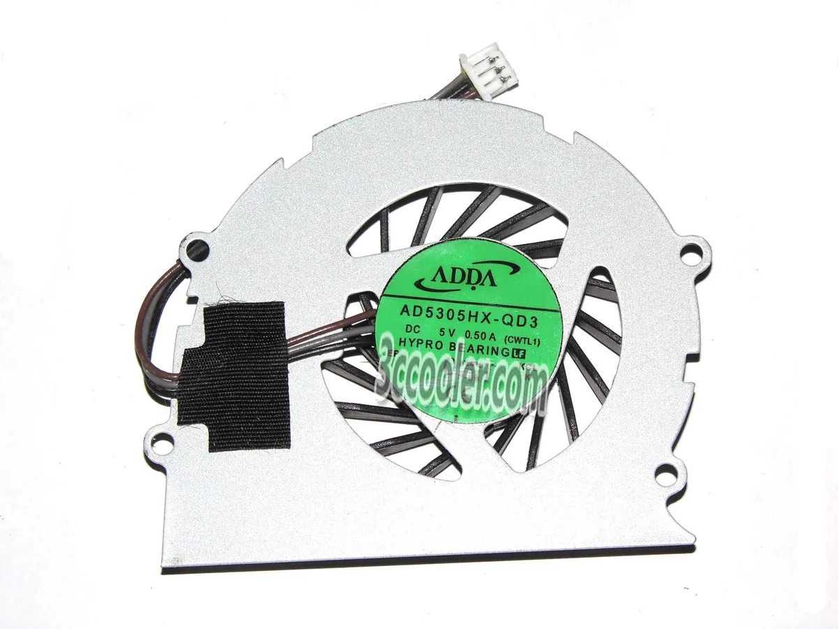 Small black centrifugal blower fan with three-wire connector
