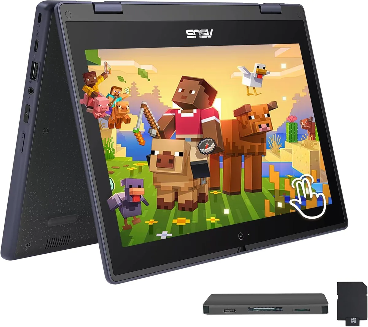 ASUS ASUS BR1102FGA 2-in-1 Laptop, Celeron N100, 4GB, 416GB Storage, 11.6" HD Touch, Win 11 Pro, Gray — 商品写真