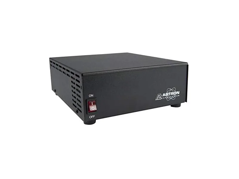 Rectangular black metal switching power supply with USB and Anderson Power Pole ports visible on front panel