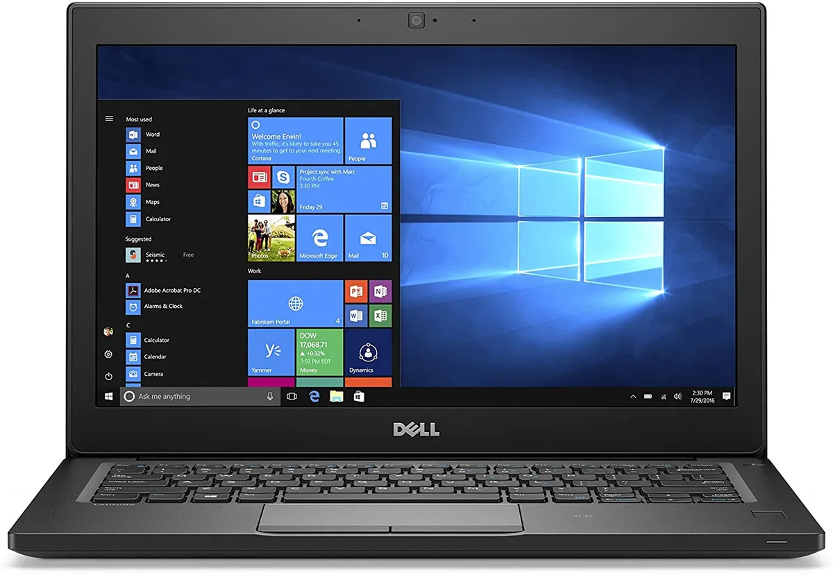 Black 12.5-inch Dell Latitude 7280 laptop with anti-glare HD display
