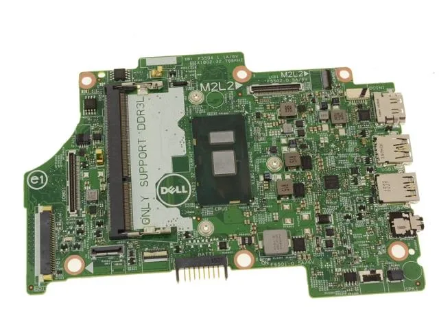 Dell H8C9M motherboard with soldered Intel Core i7-6500U CPU, green PCB, silver heatsink