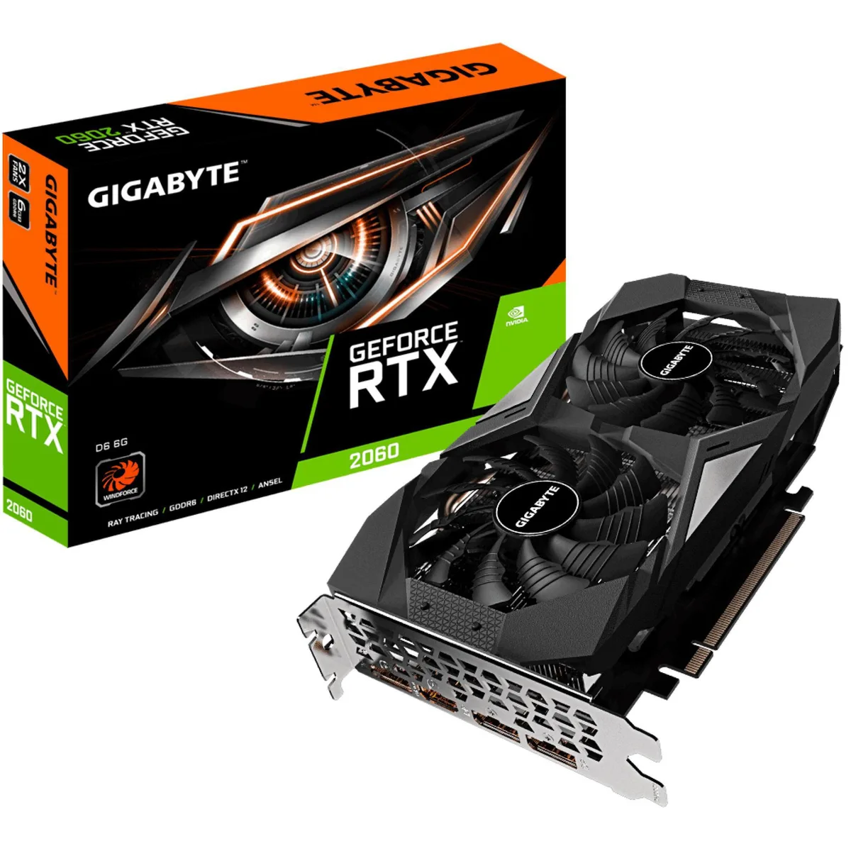 GIGABYTE GeForce RTX 2060 graphics card with dual-fan WINDFORCE 2X cooler