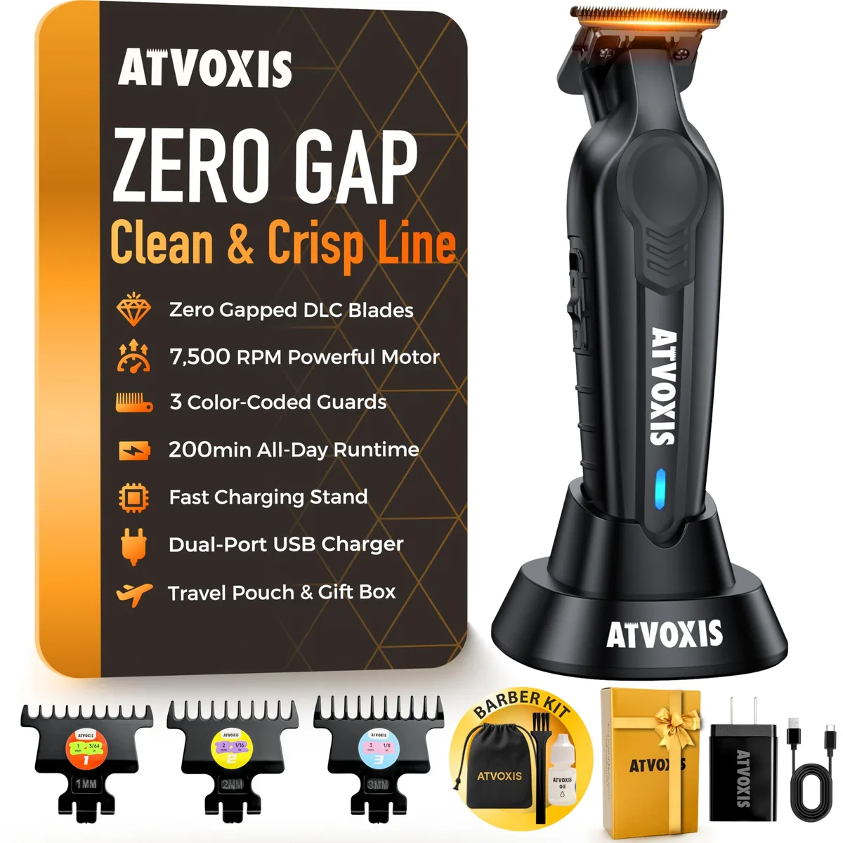  Northwest AT-004/005/004 Trimmers for Men, 200 min, 7500 RPM, 5 heads, black — product photo