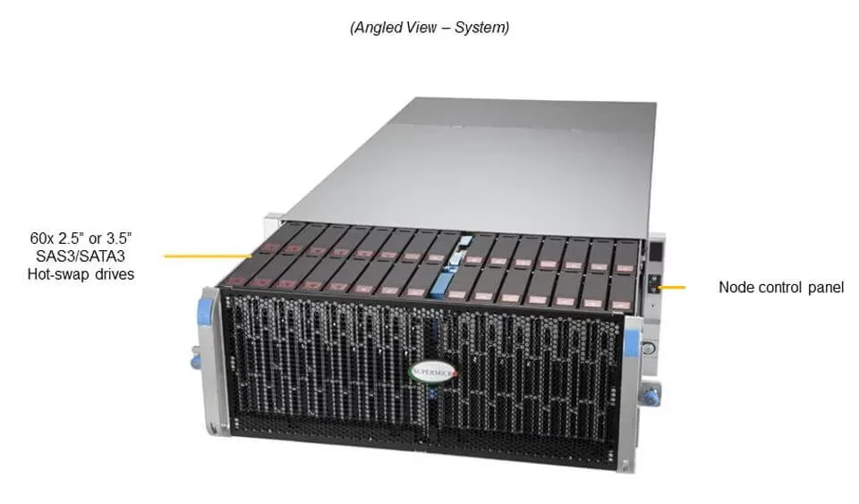 4U rack server chassis with front drive bays and silver front panel