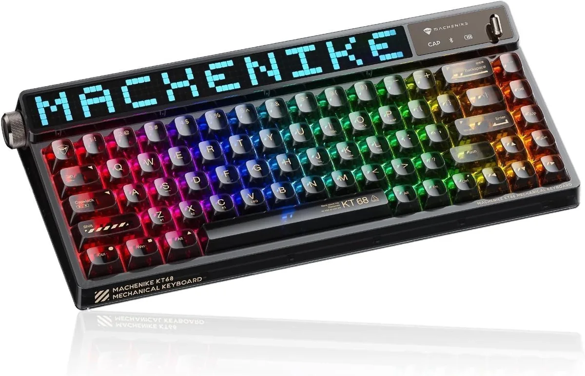 TUKO TUKO 65% 68-Key Mechanical Gaming Keyboard Brown Switch 4000mAh 325-LED Screen — produktbild