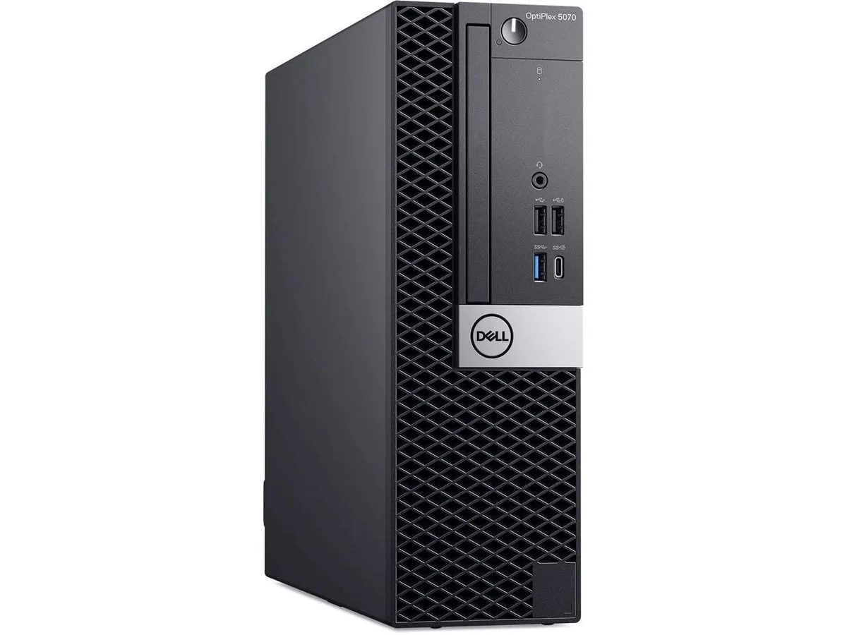 Small black desktop tower with compact chassis