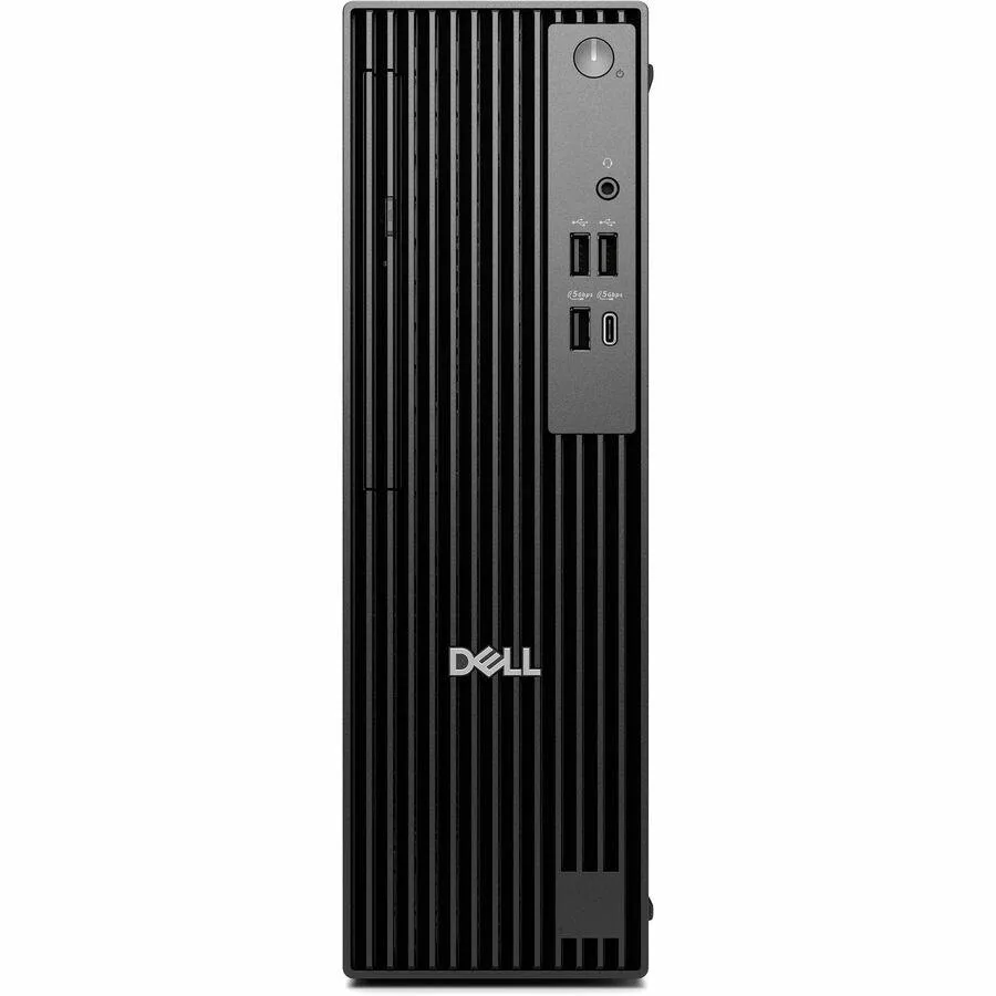 Slim black desktop tower with compact chassis